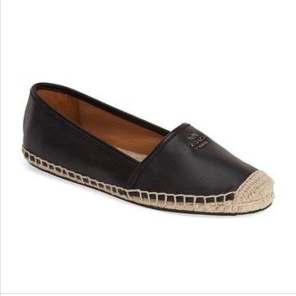 Coach Leather Espadrilles Flats Black Leather Size 6
